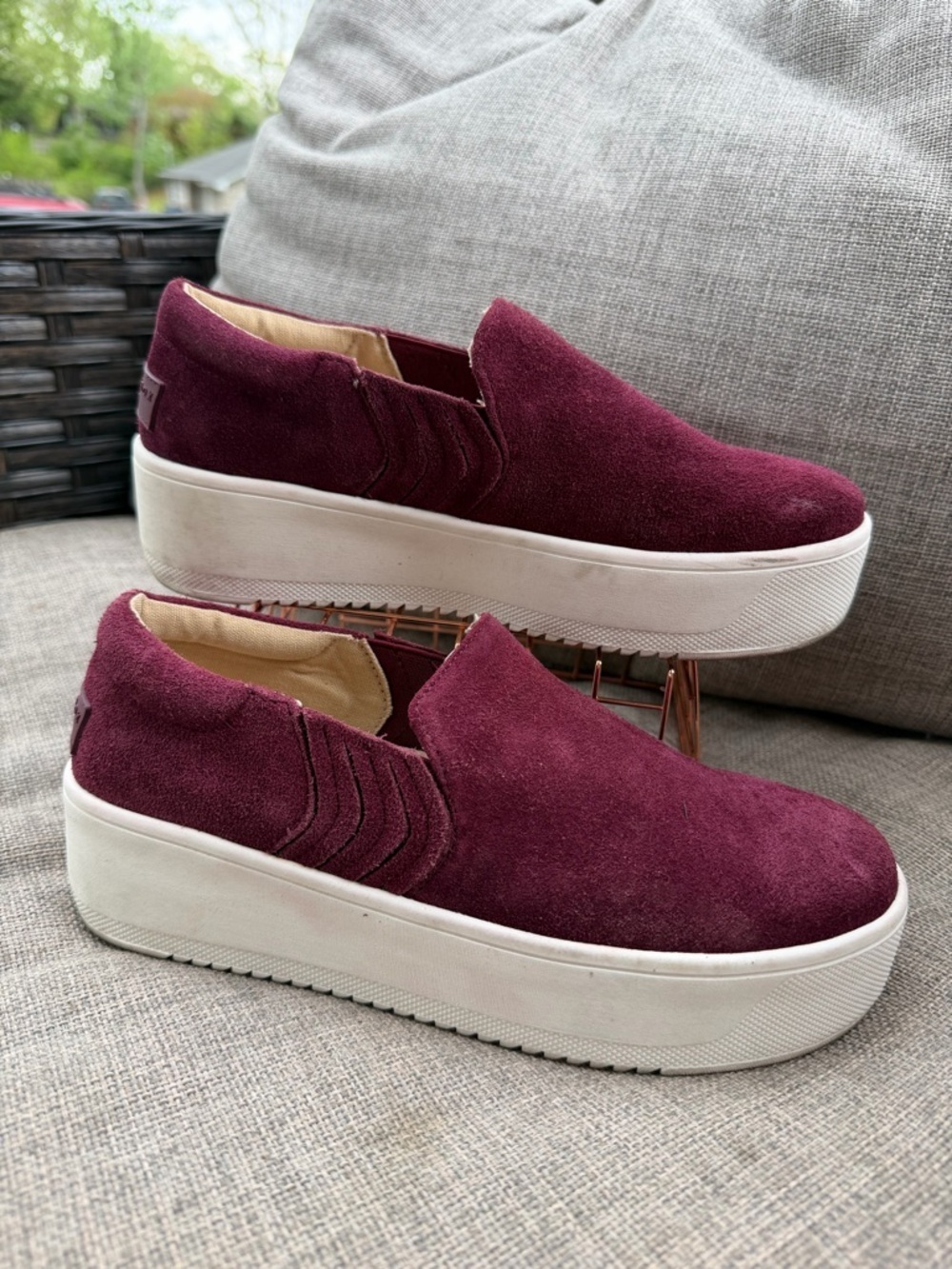 Yellow Box Women’s Slip-On Platform Sneakers in Burgundy Suede Size 6.5